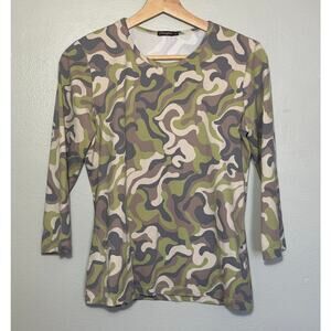Women's Size S J McLaughlin Camouflage Catalina Soft Cloth 3/4 Length Sleeve Top